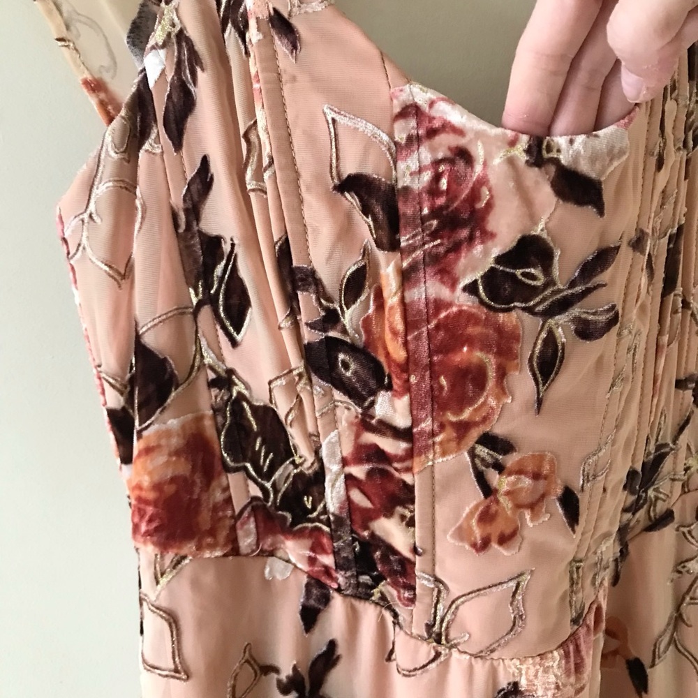 Lulus Composed Beauty Blush Pink Burnout Velvet Floral Midi Dress, NWT - Picture 7 of 16